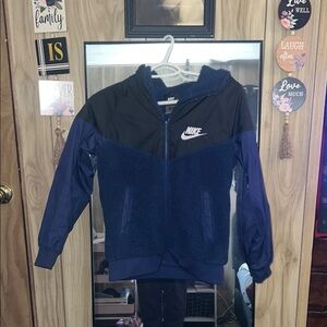 Nike Fleece-Lined Blue and Black Jacket